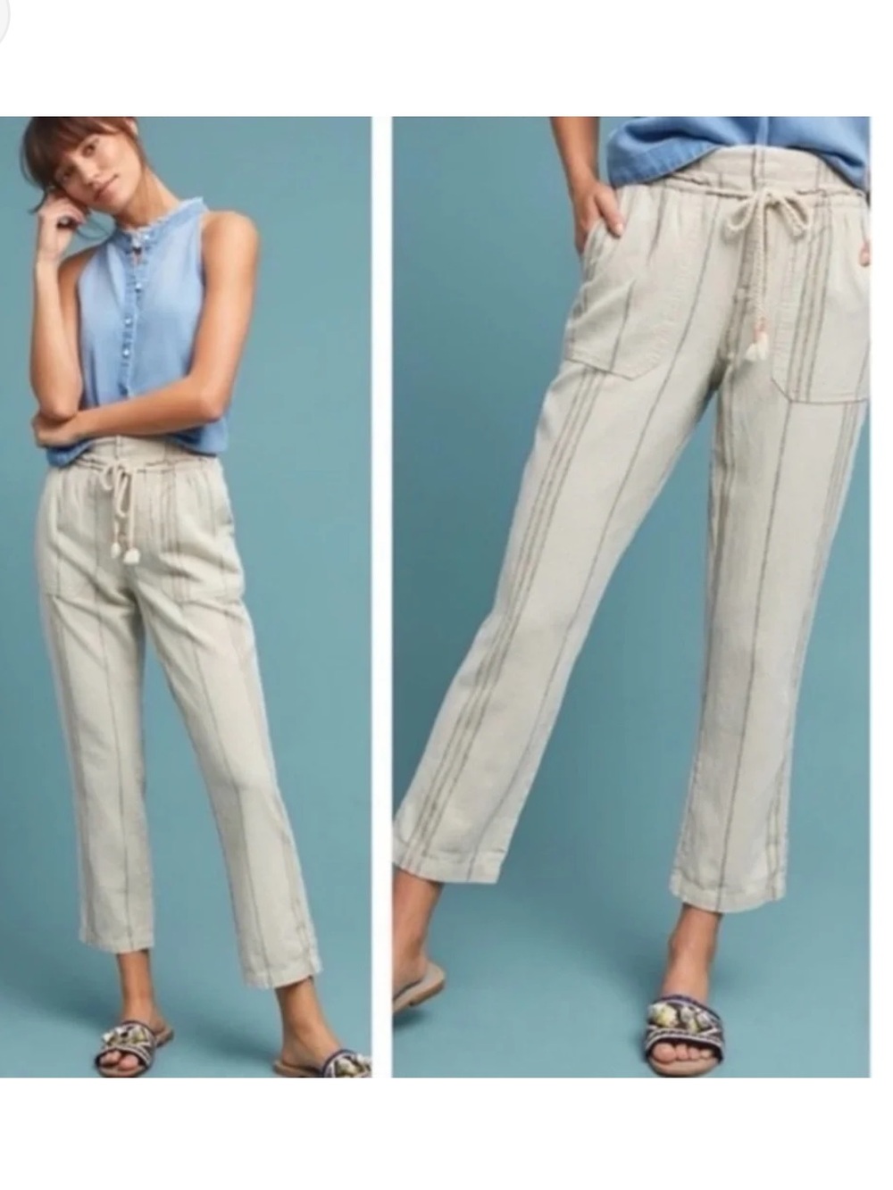 Anthropologie Seashore Linen Joggers